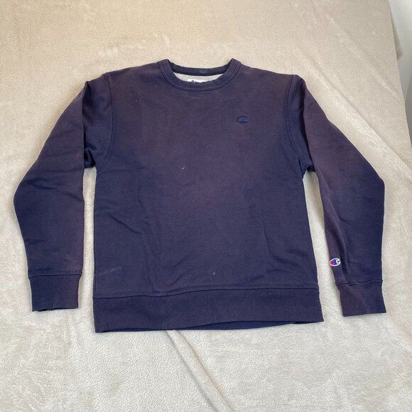 Champion Men's Crewneck Sweatshirt Medium Dark Navy Cotton Blend - Picture 12 of 13